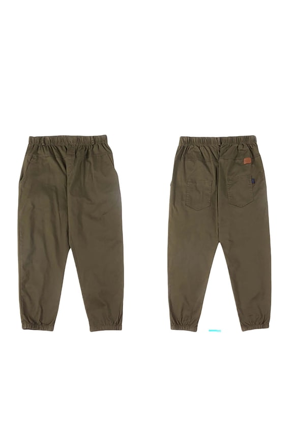 Big Kids Pants With Pocket Elastic Waist Solid Color Comfortable Casual Trousers For School And Daily Wear Army Green 6-7 Years