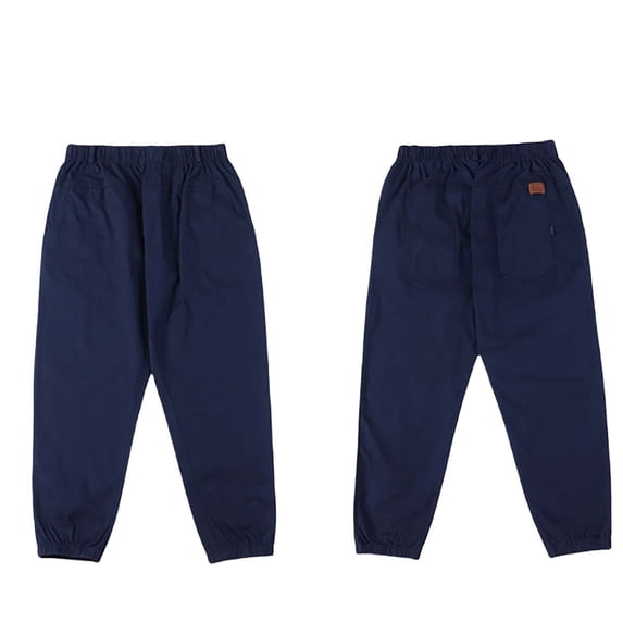 FAOWME Big Kids Pants With Pocket Elastic Waist Solid Color Comfortable Casual Trousers For School And Daily Wear Dark Blue 6-7 Years