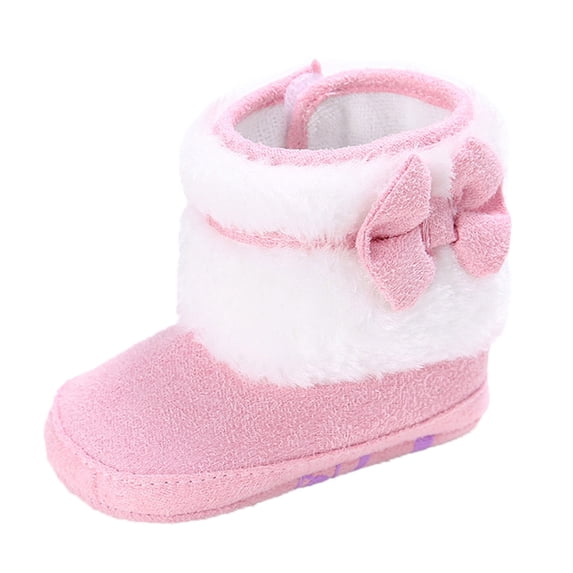 FAOWME Boots Shoes Snow Baby Girls Boys Warm Boots Shoes Ankle Sneaker Anti Rubber Sole Toddler Winter Crib Shoes Pink 12