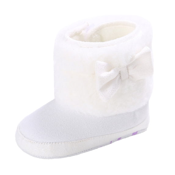 FAOWME Boots Shoes Snow Baby Girls Boys Warm Boots Shoes Ankle Sneaker Anti Rubber Sole Toddler Winter Crib Shoes White 12