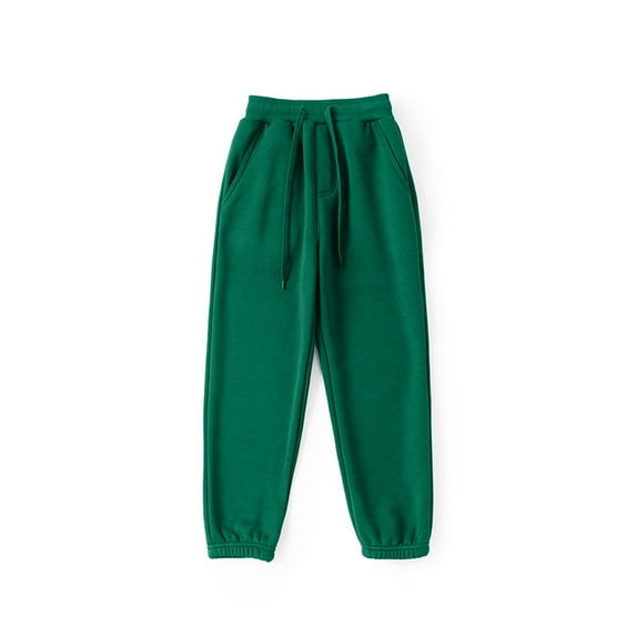 FAOWME Boys Girls Active Pants Jogger Trousers Sweatpants Pants With Pockets Kids Trousers Casual Solid Color Pants Green 8-9 Years