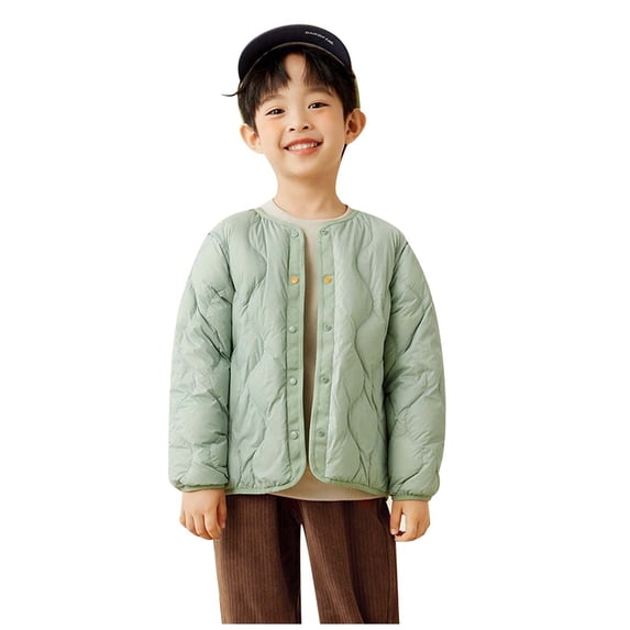 FAOWME Boys Girls Down Coat Lightweight Down Jacket Zipper Fashion Winter Children Snowsuit Green 2-4 Years