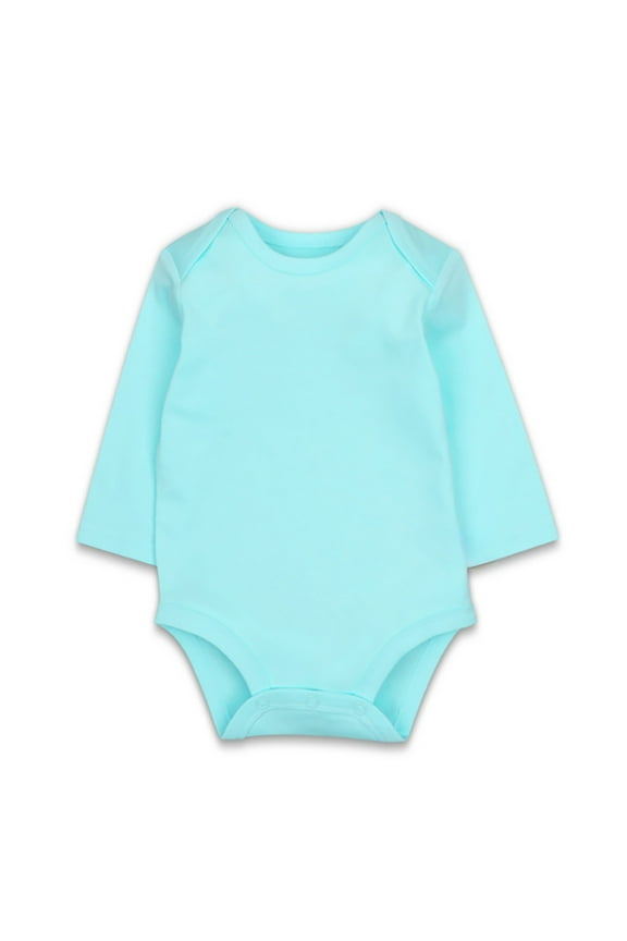 Boys Girls Long Sleeve Baby Solid Color Bodysuit Blue 18-24 Months