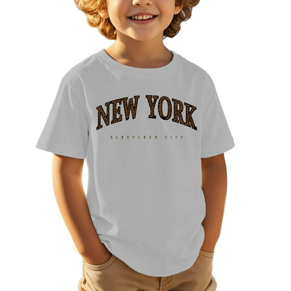 FAOWME Boys Girls Printed Tops Child Casual Sports Comfortable Loose T-Shirts Cute Short Sleeved T Shirt Light Gray 10-11 Years