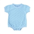 thumbnail image 1 of FAOWME Boys Girls Short Sleeve Plaid Bodysuit Onesie One-Piece Blue 3-6 Months, 1 of 6