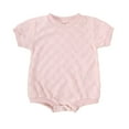 thumbnail image 1 of FAOWME Boys Girls Short Sleeve Plaid Bodysuit Onesie One-Piece Pink 12-18 Months, 1 of 5