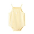 thumbnail image 1 of FAOWME Boys Girls Sleeveless Solid Color Romper Jumpsuit Onesie Summer Bodysuits Clothes Yellow 12-24 Months, 1 of 3