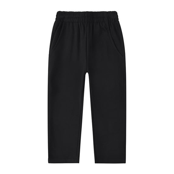 FAOWME Boys Girls Straight Leg Pants Soft Comfortable Leggings Stretchy Sweatpants Pants Trousers Jogger Trousers Pants Black 9-10 Years