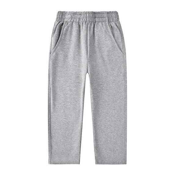 FAOWME Boys Girls Straight Leg Pants Soft Comfortable Leggings Stretchy Sweatpants Pants Trousers Jogger Trousers Pants Grey 5-6 Years