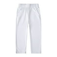 thumbnail image 1 of FAOWME Boys Girls Straight Leg Pants Soft Comfortable Leggings Stretchy Sweatpants Pants Trousers Jogger Trousers Pants White 9-10 Years, 1 of 2