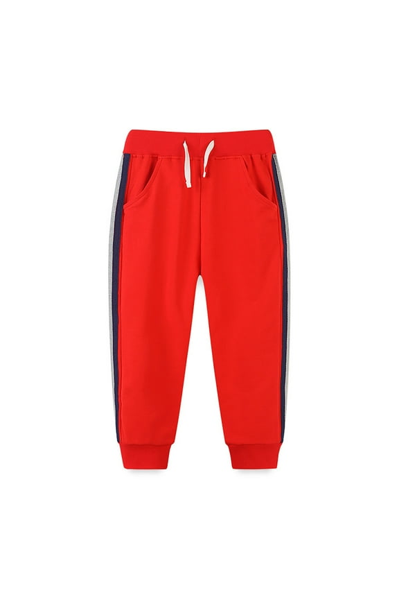 Boys Jogging Bottoms Drawstring Elastic Sweatpants Pants Trousers Training Trousers For Sports And Leisure Red 6-7 Years