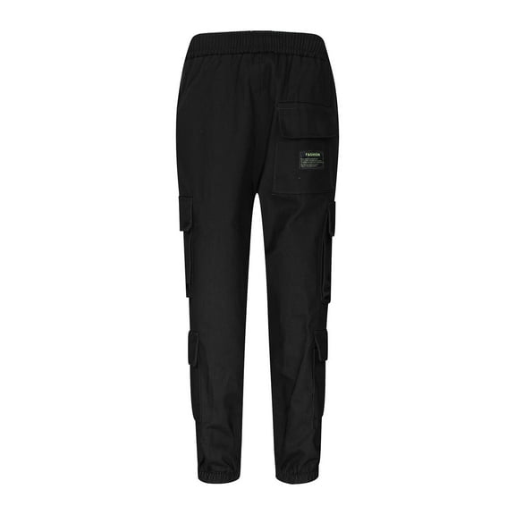 FAOWME Boys Kids Summer Casual Cargo Pants Solid Color Loose Sweatpants Pants Trousers Trousers For Sports Activewear Black 10-11 Years