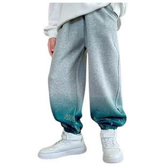 FAOWME Boys Pants Drawstring Elastic Sweatpants Pants Trousers Active Joggers Warm Sweatpants Pants Trousers For Kids Grey 11-12 Years