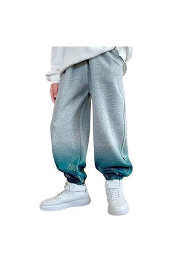 Boys Pants Drawstring Elastic Sweatpants Pants Trousers Active Joggers Warm Sweatpants Pants Trousers For Kids Grey 11-12 Years