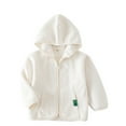 thumbnail image 1 of FAOWME Boys Toddler Polar Full Zip Hooded Jacket White 3-4 Years, 1 of 4