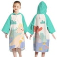 thumbnail image 1 of FAOWME Cardigan Button Bath Towel Children Quick Drying Bathrobe Boys Girls Babys Swimming Absorbent Towel Cape Hooded Beach Beach Bath Towel Mint Green 5-14 Years, 1 of 4