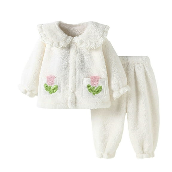 FAOWME Child Adorable Baby Girls Outfits 2 Piece Winter Cozy Outfits Casual Wear Soft For Toddler Clothes Sets Comfort O-Neck Dailywear