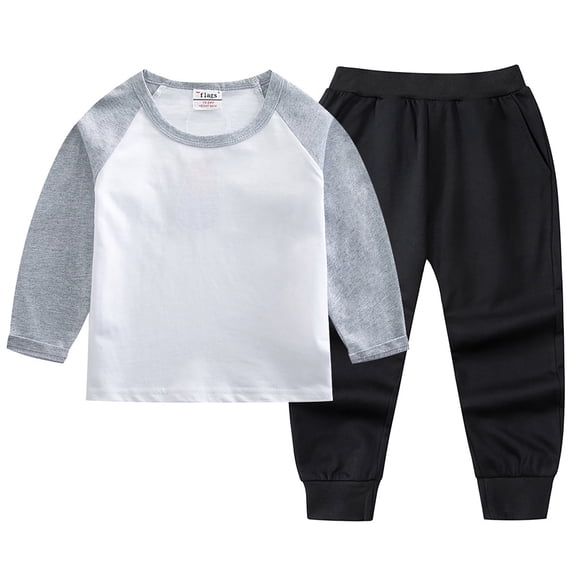 FAOWME Child Baby Boy Fall Outfits Long Sleeve Sweatshirt Tops Elastic Pants Sets Cute 2pcs Clothes Sets Birthday O-Neck Sweatsuit
