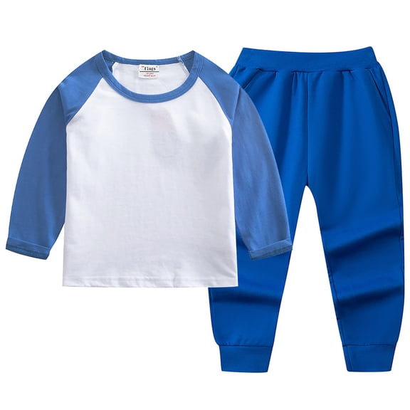 FAOWME Child Baby Boy Fall Outfits Long Sleeve Sweatshirt Tops Elastic Pants Sets Cute 2pcs Clothes Sets Cozy O-Neck Sweatsuit