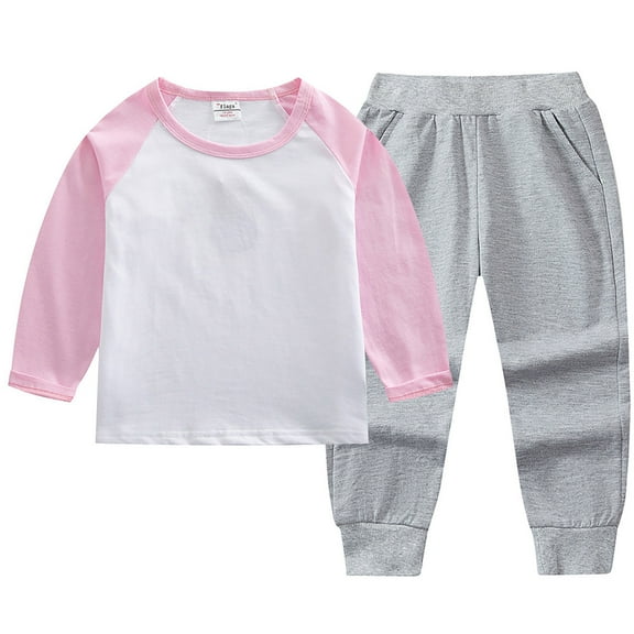 FAOWME Child Baby Boy Fall Outfits Long Sleeve Sweatshirt Tops Elastic Pants Sets Cute 2pcs Clothes Sets Relaxed Fit O-Neck Sweatsuit