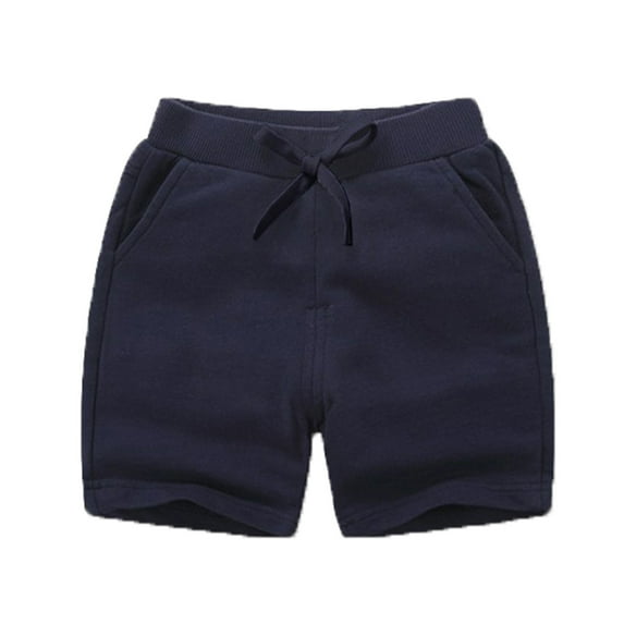 FAOWME Child Boys Girls Casual Solid Color Shorts Summer Holiday Beach Pants Trousers Sport Shorts Navy 1-2 Years