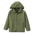thumbnail image 1 of FAOWME Child Boys Girls Winter Windproof Solid Color Zipper Hooded Coat Jacket Kids Warm Outerwear Army Green 3-4 Years, 1 of 4