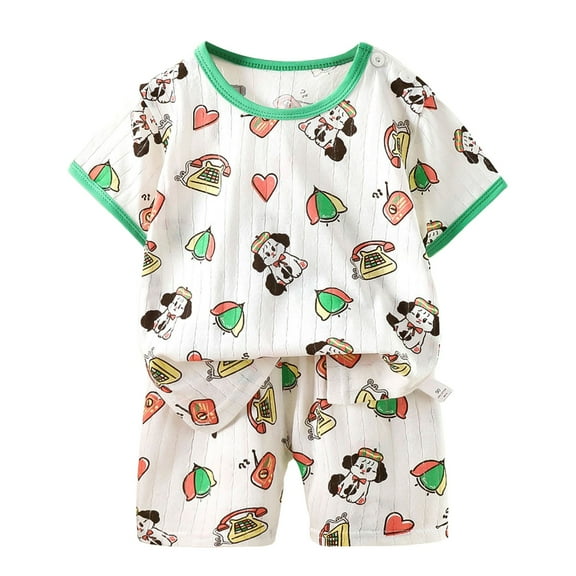 FAOWME Child Boys Outfit Sets Casual Comfortable Round Neck Animal Print Breathable Toddler Clothes For Daily Wear And Long Sleeve Tops With Pants Home Outfits Comfort Dailywear