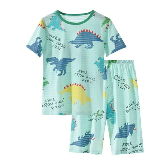 FAOWME Child Boys Outfits Sets Dinosaur Excavator Print Round Neck Elastic Waist Comfortable Long Sleeve Tops With Pants Home Outfits Playwear For Toddler Kids Clothes Sets Stylish Dailywear