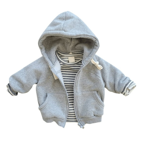 FAOWME Child Clothes Baby Summer Clothes Baby Boys Girls Hoodie Cardigan Jacket Zipper Shirt Light Gray 6-12 Months