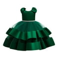 thumbnail image 1 of FAOWME Child Dress Princess Dress Girls Beaded Bow Knot Puff Cake Dress Kids Festival Green 6-7 Years, 1 of 8
