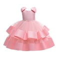 thumbnail image 1 of FAOWME Child Dress Princess Dress Girls Beaded Bow Knot Puff Cake Dress Kids Festival Hot Pink 6-7 Years, 1 of 8