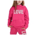 thumbnail image 1 of FAOWME Child Fashion Casual Heart Printed Long Sleeved Hooded Sweatshirt Hoodie Pullover Tops Pants Suit Hot Pink 4-5 Years, 1 of 4