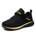thumbnail image 1 of FAOWME Child Fashion Solid Color Mesh Flying Woven Sneakers For Boys Girls Comfortable Breathable Running Shoes Gold 4.5-5 Years, 1 of 8