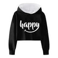 thumbnail image 1 of FAOWME Child Girls Long Sleeve Letters Solid Color Crop Sweatshirt Hoodie Pullover Tops For Kids Black 6-7 Years, 1 of 4