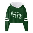 thumbnail image 1 of FAOWME Child Girls Long Sleeve Letters Solid Color Crop Sweatshirt Hoodie Pullover Tops For Kids Dark Green 8-9 Years, 1 of 4