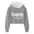thumbnail image 1 of FAOWME Child Girls Long Sleeve Letters Solid Color Crop Sweatshirt Hoodie Pullover Tops For Kids Grey 8-9 Years, 1 of 4