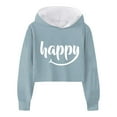 thumbnail image 1 of FAOWME Child Girls Long Sleeve Letters Solid Color Crop Sweatshirt Hoodie Pullover Tops For Kids Light Blue 4-5 Years, 1 of 4