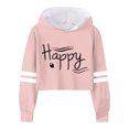 thumbnail image 1 of FAOWME Child Girls Long Sleeve Letters Solid Color Crop Sweatshirt Hoodie Pullover Tops For Kids Pink 12-13 Years, 1 of 4