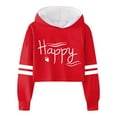 thumbnail image 1 of FAOWME Child Girls Long Sleeve Letters Solid Color Crop Sweatshirt Hoodie Pullover Tops For Kids Red 4-5 Years, 1 of 4