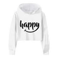 thumbnail image 1 of FAOWME Child Girls Long Sleeve Letters Solid Color Crop Sweatshirt Hoodie Pullover Tops For Kids White 6-7 Years, 1 of 4