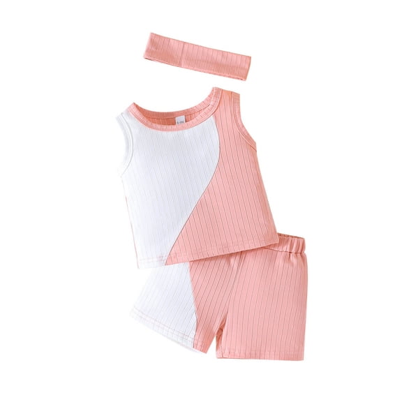 FAOWME Child Girls Outfits Sets Toddler Summer Clothes Baby Girl Vest Shorts Outfits Casual Playwear Breathable Comfortable Long Sleeve Tops With Pants Home Soft O-Neck Dailywear
