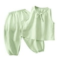 thumbnail image 1 of FAOWME Child Girls Sets Sweet Vest Tops With Pants Summer Outfits Cute Casual Outfits Leisure Suit Two Piece Clothes Sets Classic O-Neck Dailywear, 1 of 4