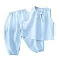 thumbnail image 1 of FAOWME Child Girls Sets Sweet Vest Tops With Pants Summer Outfits Cute Casual Outfits Leisure Suit Two Piece Clothes Sets Comfort O-Neck Dailywear, 1 of 4