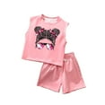 thumbnail image 1 of FAOWME Child Girls Summer Outfits 2 Piece Sets Cute Toddler Tank Tops And Shorts Casual Playwear Soft Breathable Comfortable Outfits For Baby Girl Clothes Sets Breathable O-Neck Dailywear, 1 of 3