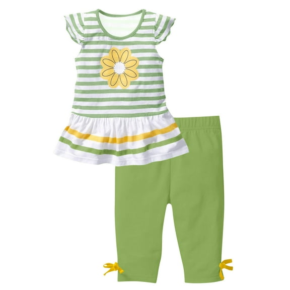 FAOWME Child Girls Summer Outfits 2 Piece Sets Floral Print Short Sleeve Tops With Ruffle Sleeves And Elastic Waist Pants Toddler Kids Clothes Lovely O-Neck Dailywear