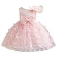 thumbnail image 1 of FAOWME Child Girls Tulle Pageant Dress Party Bow Knot Sleeveless Gown Dresses Pink 1-2 Years, 1 of 5
