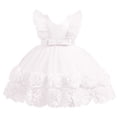 thumbnail image 1 of FAOWME Child Girls Tulle Pageant Dress Party Fly Sleeve Lace Embroidery Flowers Gown Dresses White 3-4 Years, 1 of 5