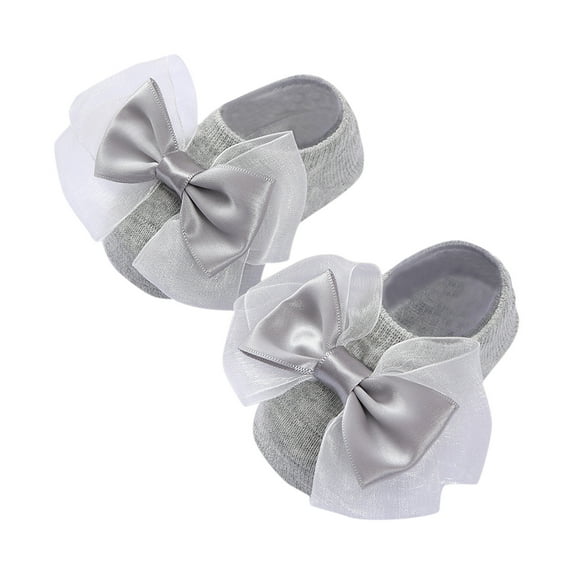 FAOWME Child Kids Socks Soft Bottom Toddler Shoes Socks Bowkot Princess Socks Floor Socks Grey 9 Kids
