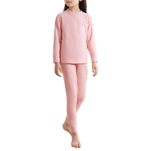 FAOWME Child Kids Thermal Outfit Sets Baby Autumn Clothes Fall Pants Kids Winter Long Sleeve O-Neck Tops Pants (3Y 12Y) Cute Dailywear