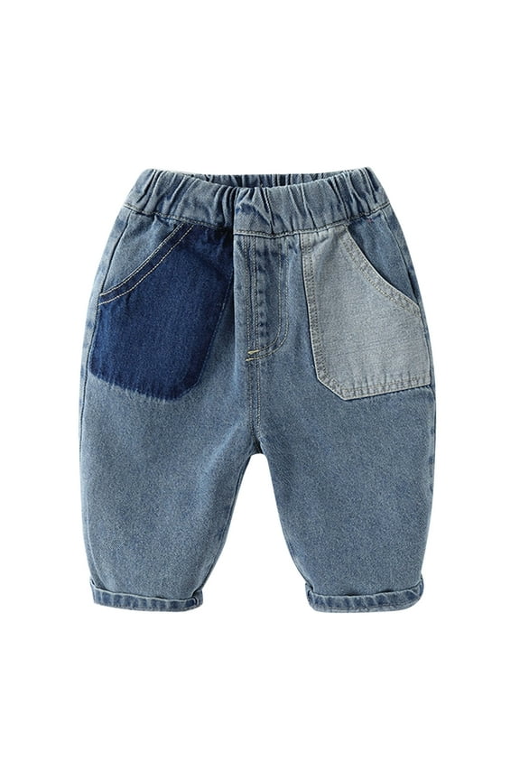 Child Kids Toddler Baby Boys Girls Patchwork Jeans Pants Trousers Outfits Clothes Blue 3-4 Years